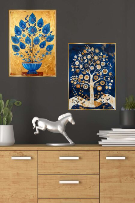 Set of Two Wall Paintings for Wall Dacoration Golden Framed Wall Paintings for Living Room & Bedroom Wall Art for Home Decoration & Office Wall Décor (14x11 inch CH-GD2-10)
