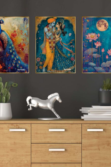 Set of Three Wall Paintings for Wall Dacoration Golden Framed Wall Paintings for Living Room & Bedroom Wall Art for Home Decoration & Office Wall Décor (18x12 inch CH-GD3-12)