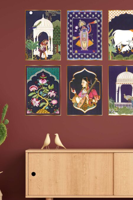 Set of Six Wall Paintings for Wall Dacoration Golden Framed Wall Paintings for Living Room & Bedroom Wall Art for Home Decoration & Office Wall Décor (13x10 inch CH-GD6-3)